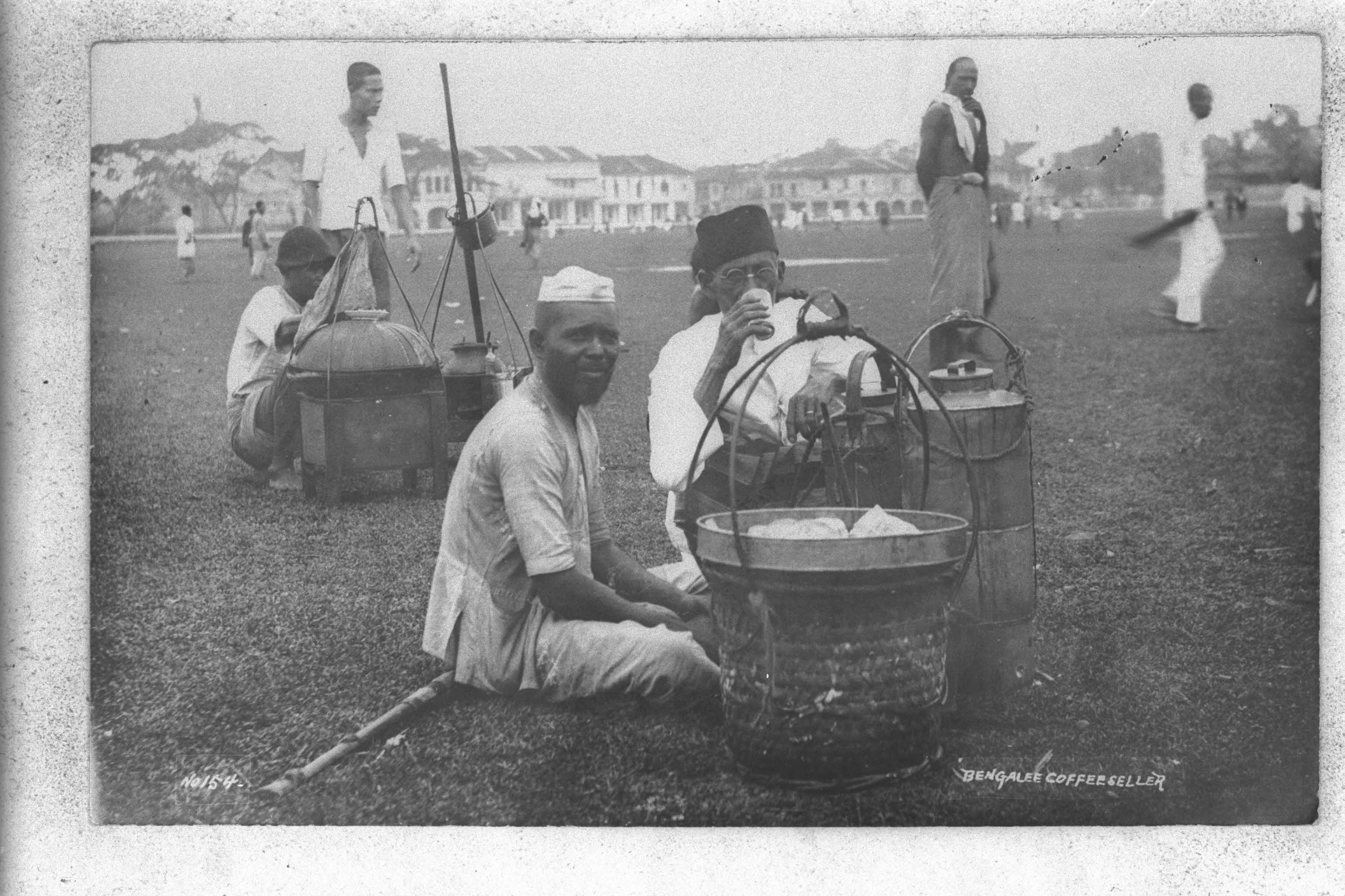 Bengali coffee hawker and a customer enjoying a cuppa, 1900s